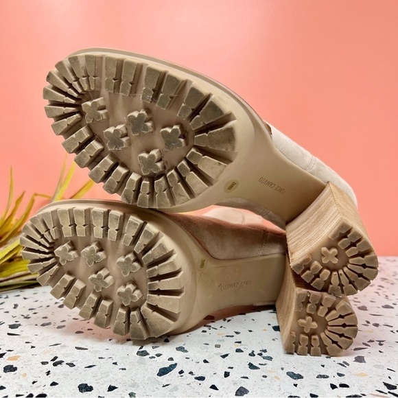 Vince Camuto Erinia Taupe Lug Sole Leather Suede Midi Heeled Women’s Boots Sz 10 - Picture 8 of 9
